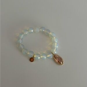 Oriana Lamarca Designs Elegant Opalite Bracelet with Peach Crystal Pendant